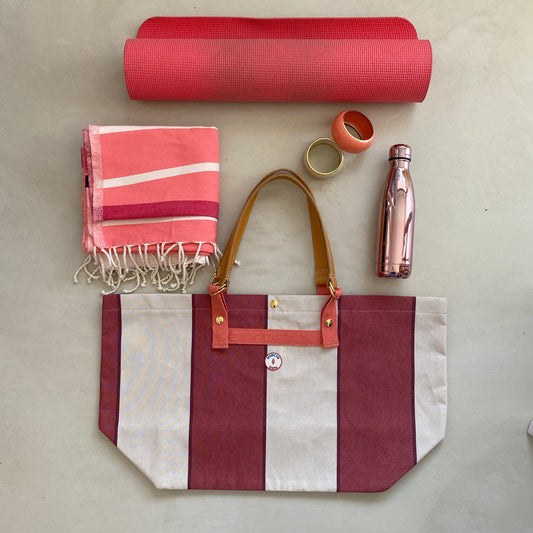 Cabas Monaco rayures blanc rouge