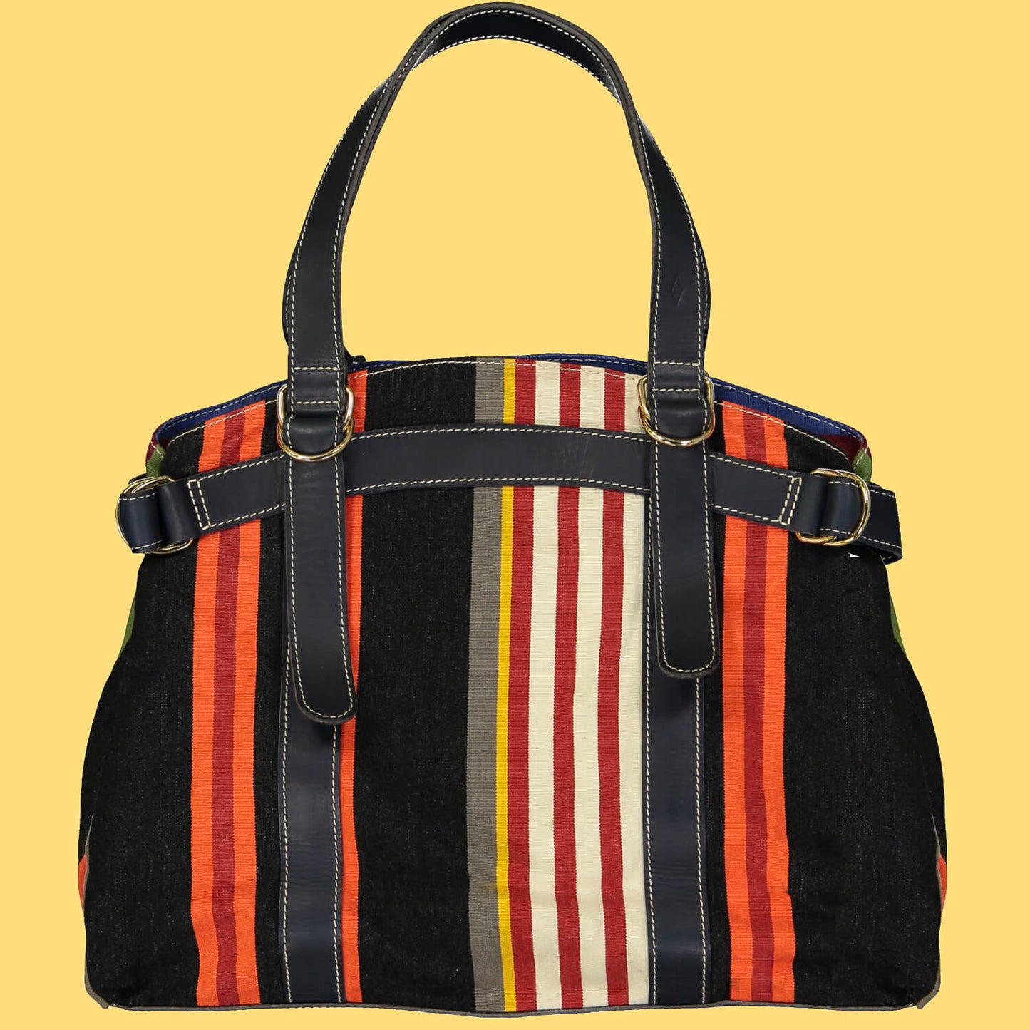 Cabas Bianca Marine & Toile rayures basques