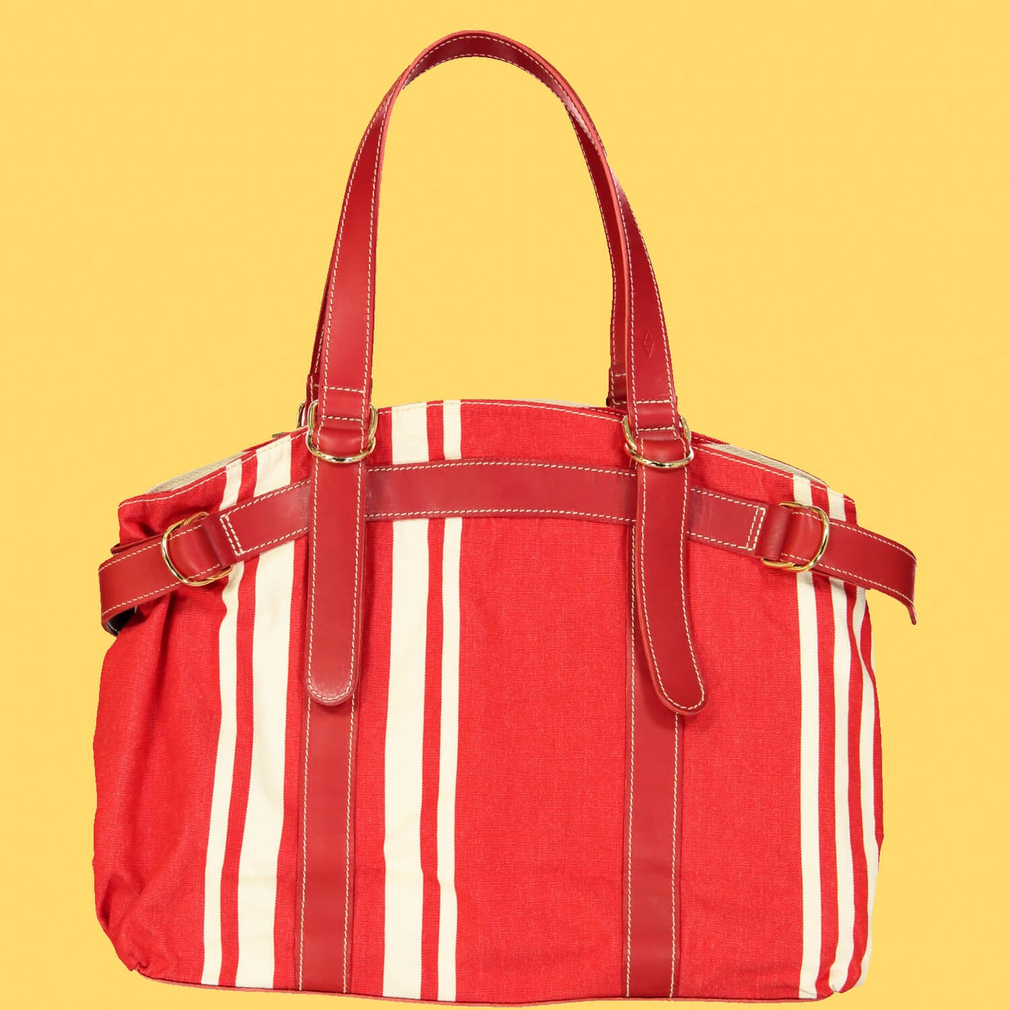 Cabas Bianca toile rayures basques rouge