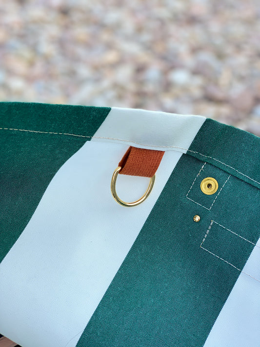 Cabas Monaco rayures blanc vert