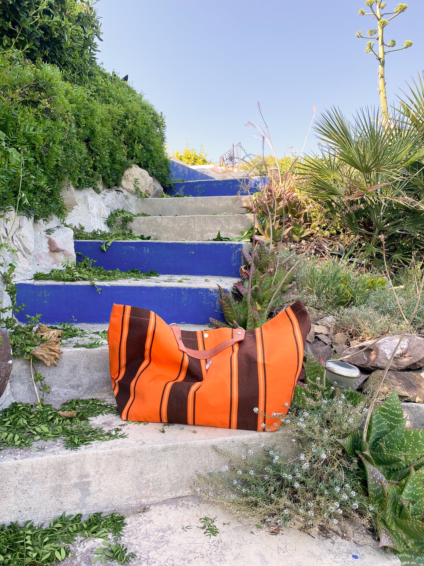 Cabas Monaco rayures orange marron