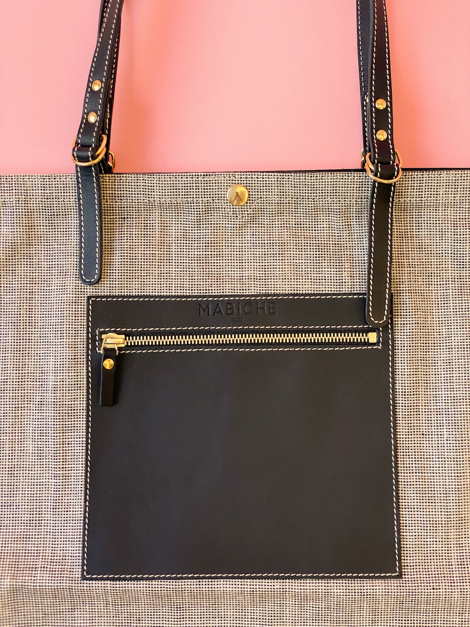 Cabas Gigi Cuir & Lin Noir