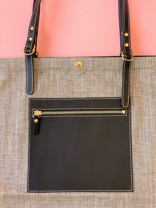 Cabas Gigi Cuir & Lin Noir