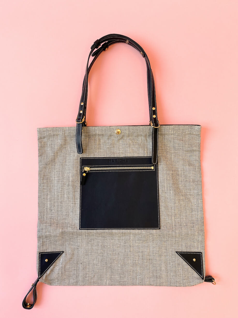Cabas Gigi Cuir & Lin Noir