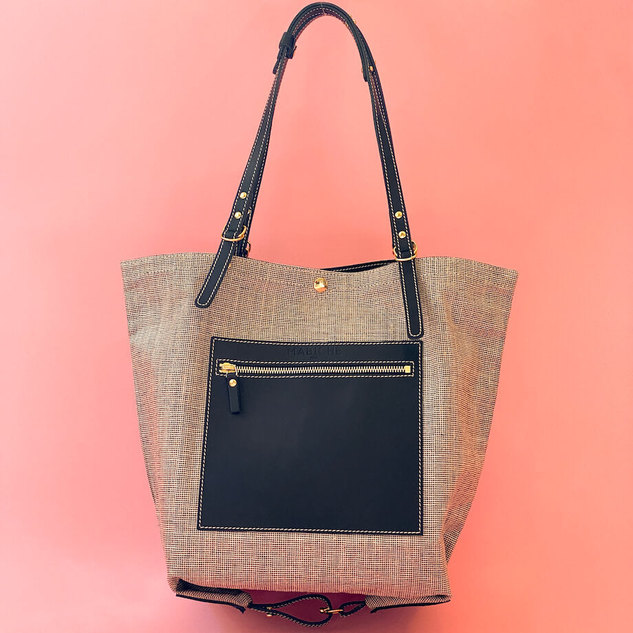 Cabas Gigi Cuir & Lin Noir