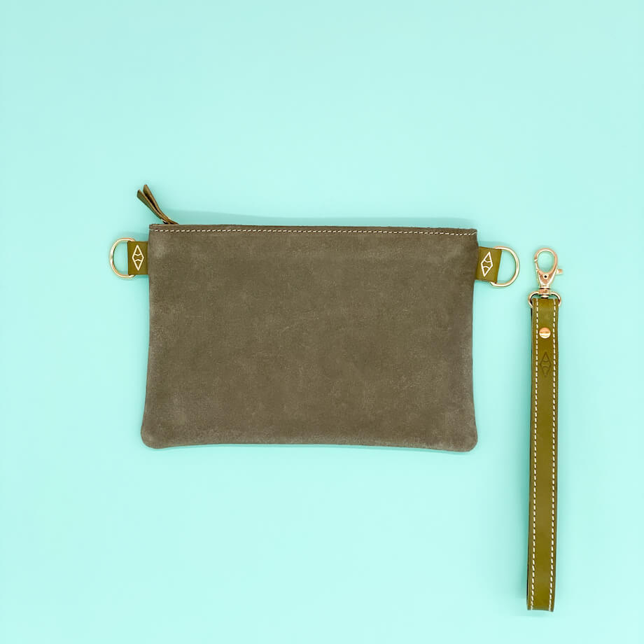 Pochette Léo double anneaux Taupe