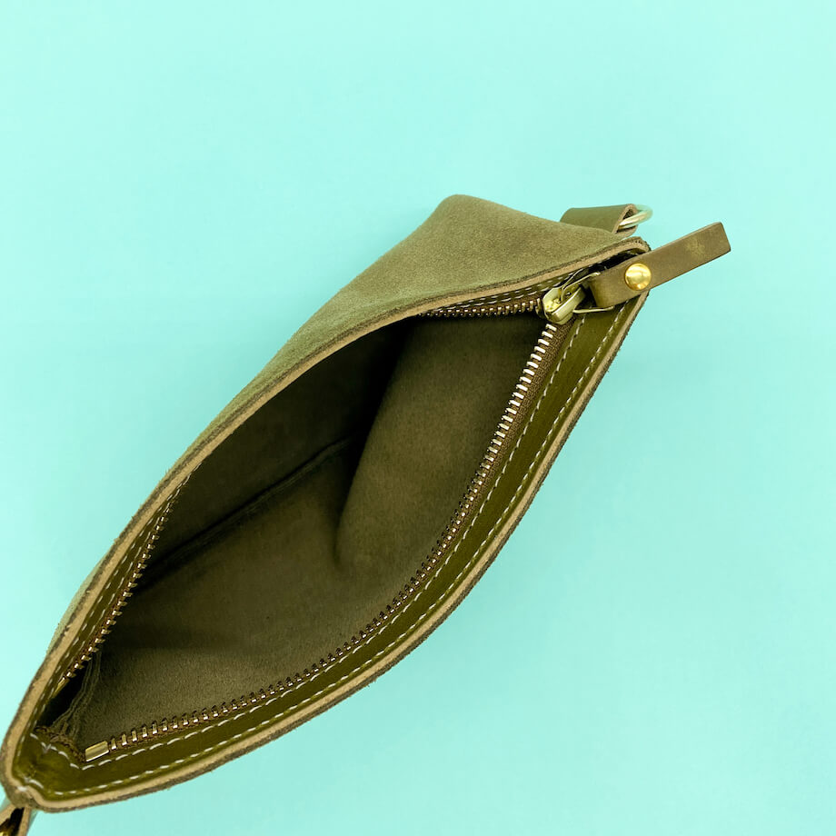 Pochette Léo double anneaux Taupe