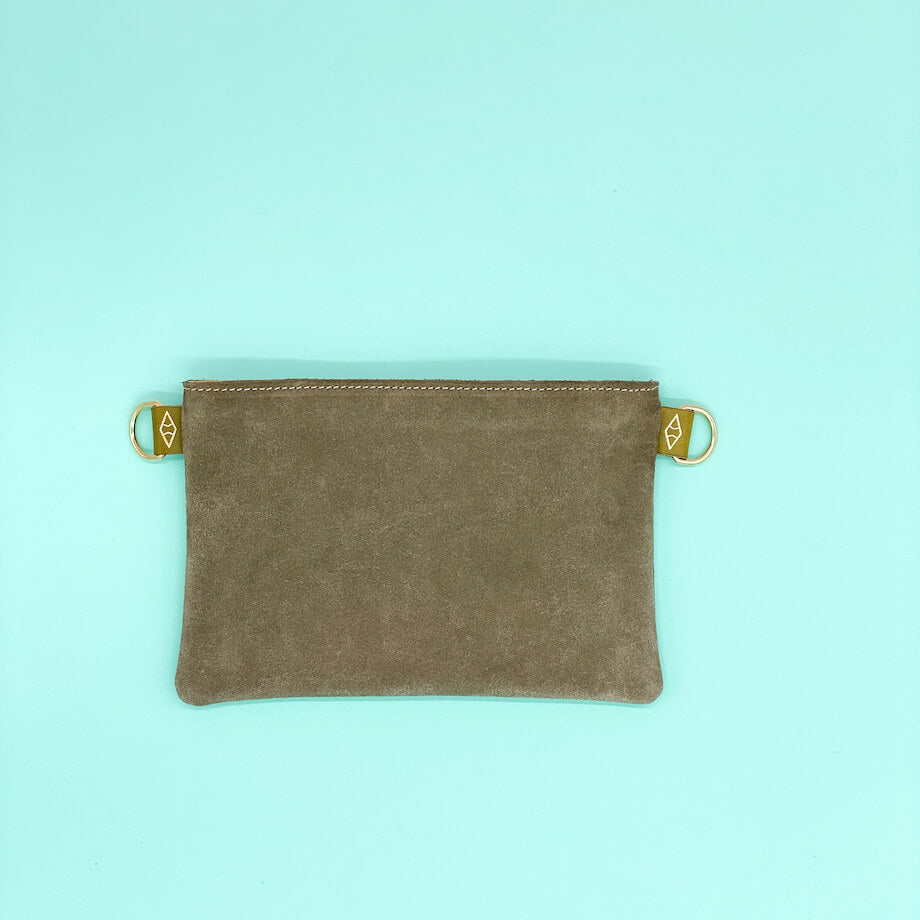 Pochette Léo double anneaux Taupe