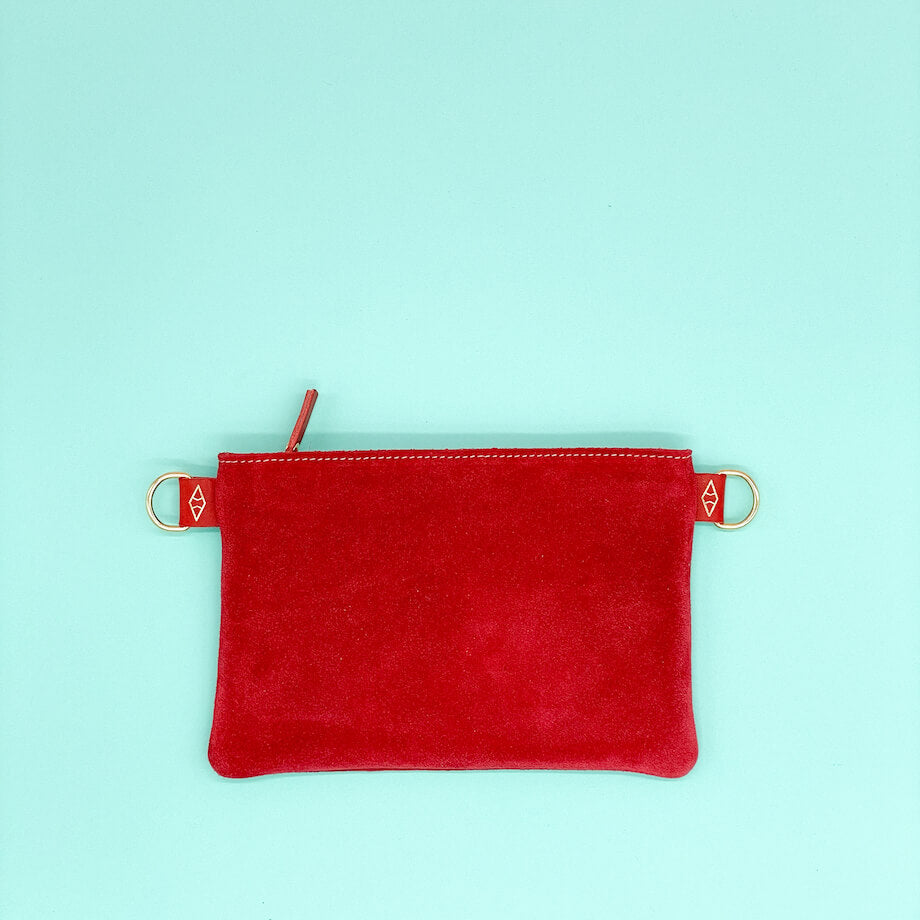 Pochette Léo double anneaux Rouge