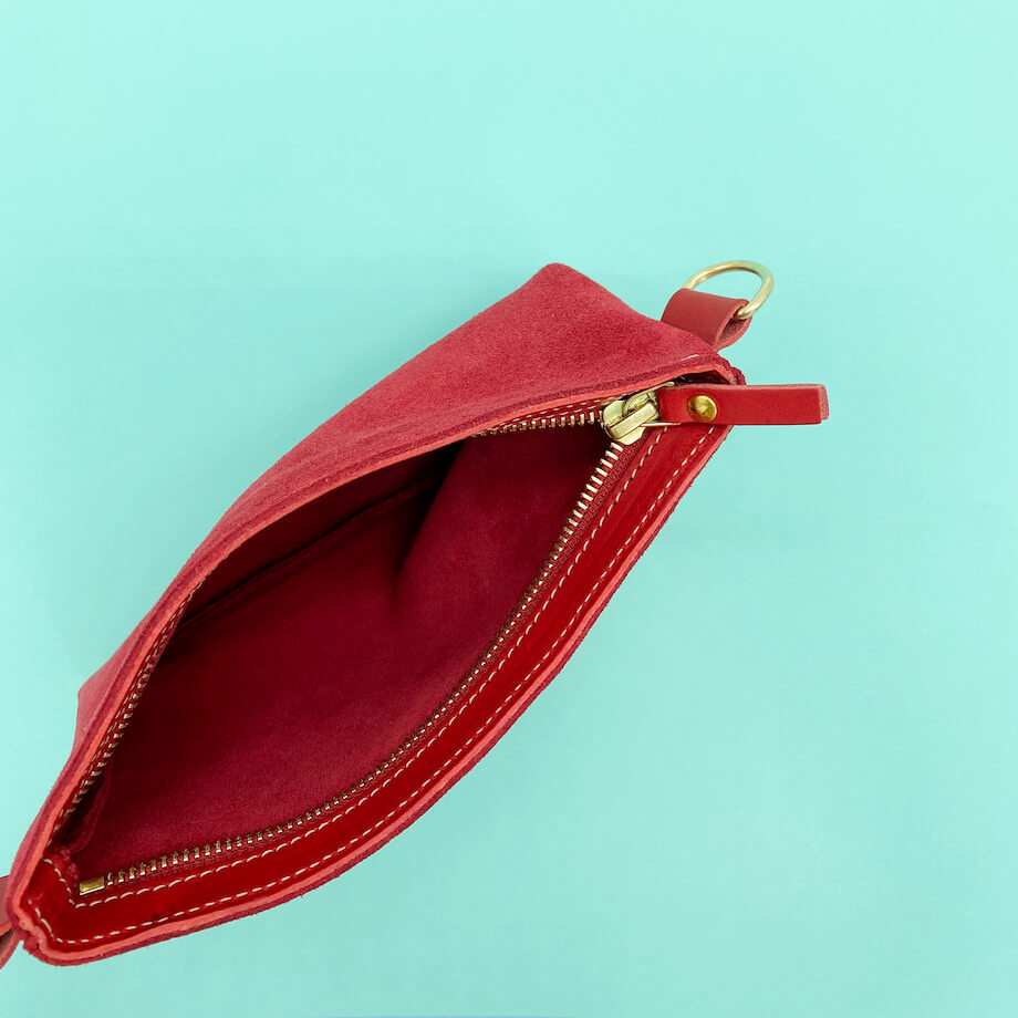Pochette Léo double anneaux Rouge
