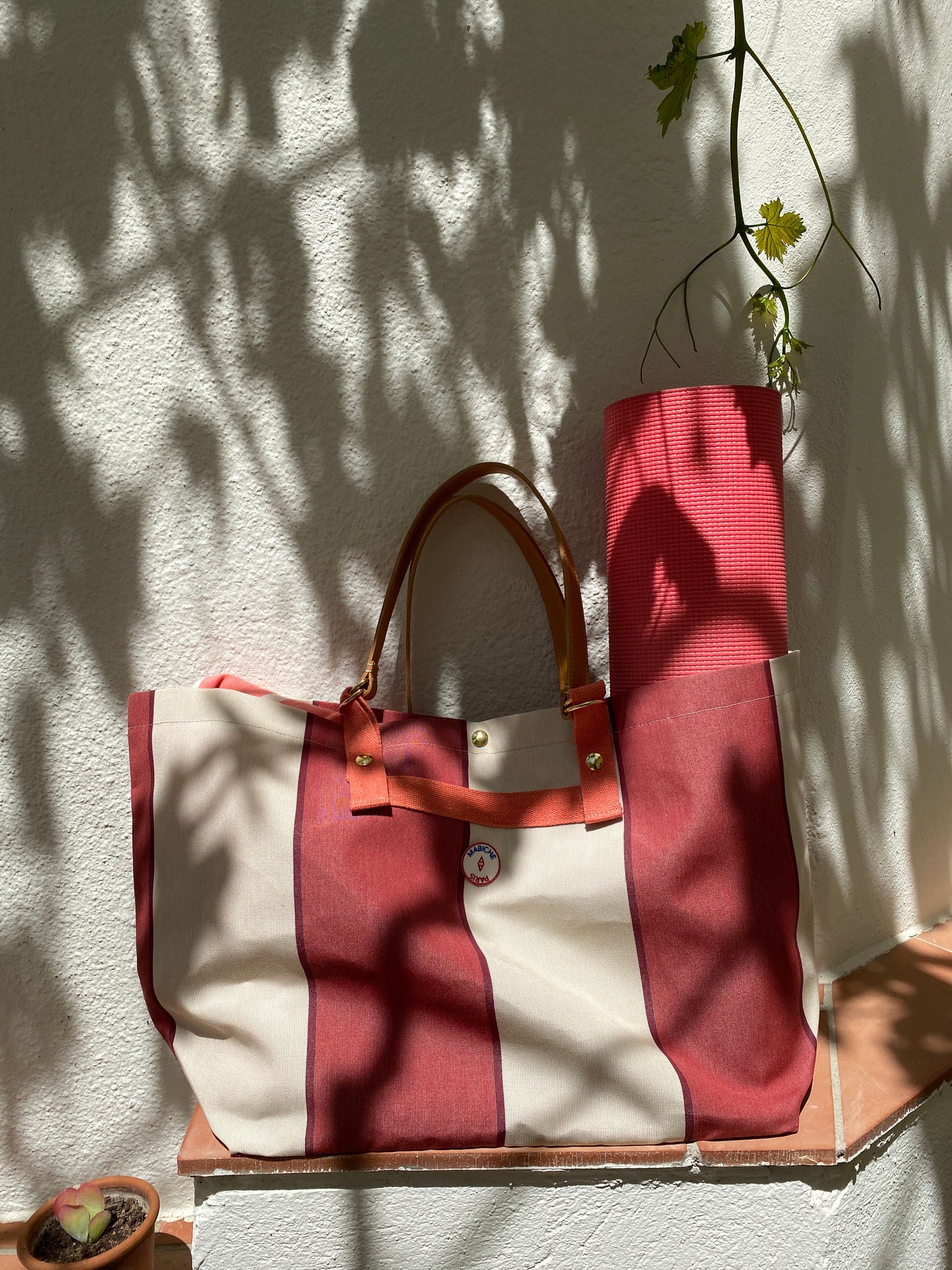 Cabas Monaco rayures blanc rouge