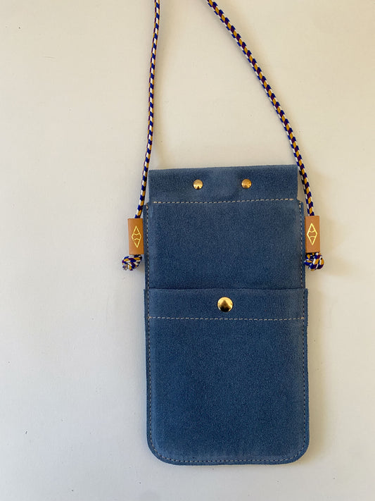 Etui téléphone bandoulière Marion Grande Bleu Denim